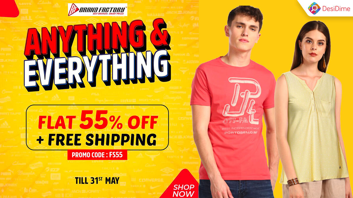 desi_dime's tweet image. Brand Factory Anything &amp;amp; Everything Sale
Flat 55% OFF
+ FREE SHIPPING Till 31st May 
Use Code - FS55

bit.ly/3yvMw4u

#brandfactory #brandedclothes #brandedclothing #brandfactoryindia #freeshipping #onlineshopping #onlinesale #stayhome #staysafe #shoponline #fashionsale