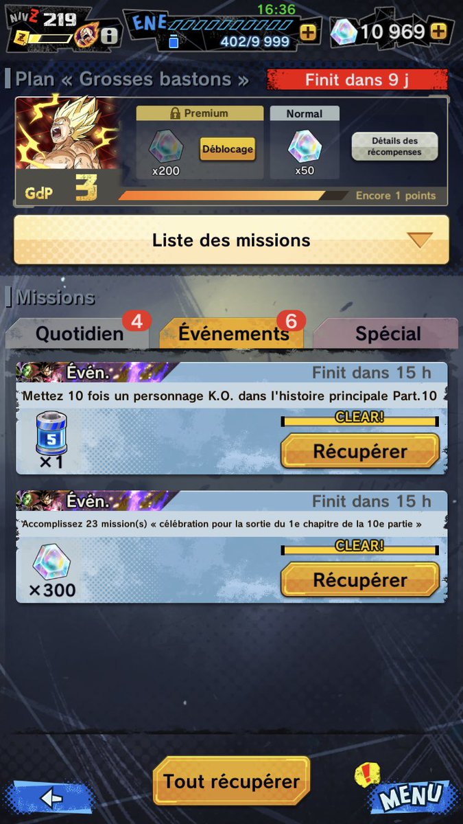 onek74's tweet photo. N’oubliez pas les 300CC à récupérer avec des missions histoires ! Surtout la #teamF2P ⚠️
Demain c’est fini
#DBLegends @db_legends_jp @DBLegendsFRANCE @DB_Legends https://t.co/B6ttNJfXTO