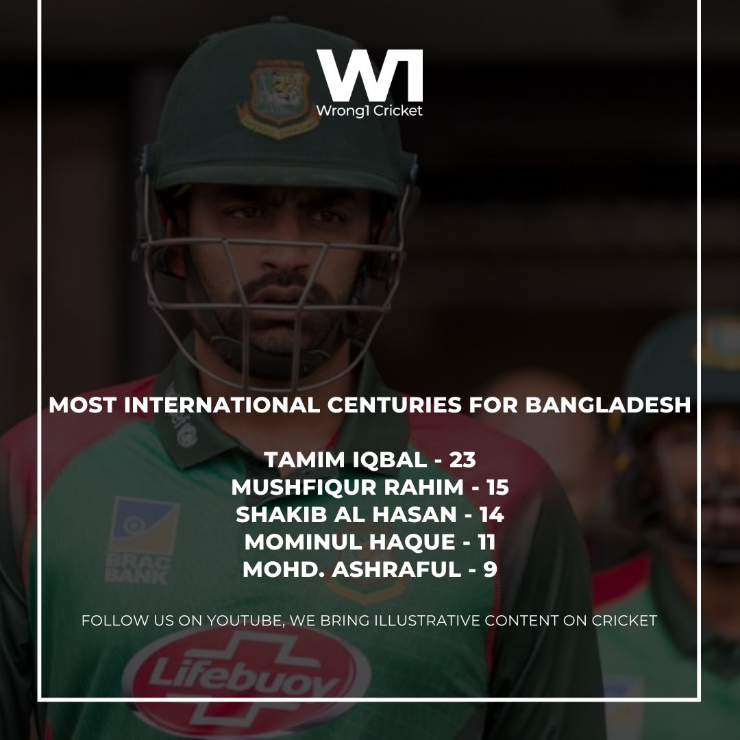 wrong1cricket's tweet photo. Bangladeshi players with most centuries. Tamim all the way. The greatest to play for Bangladesh.
#Wrong1 #BanvSL #Tamimiqbal #MushfiqurRahim https://t.co/wDgOGHrsy5