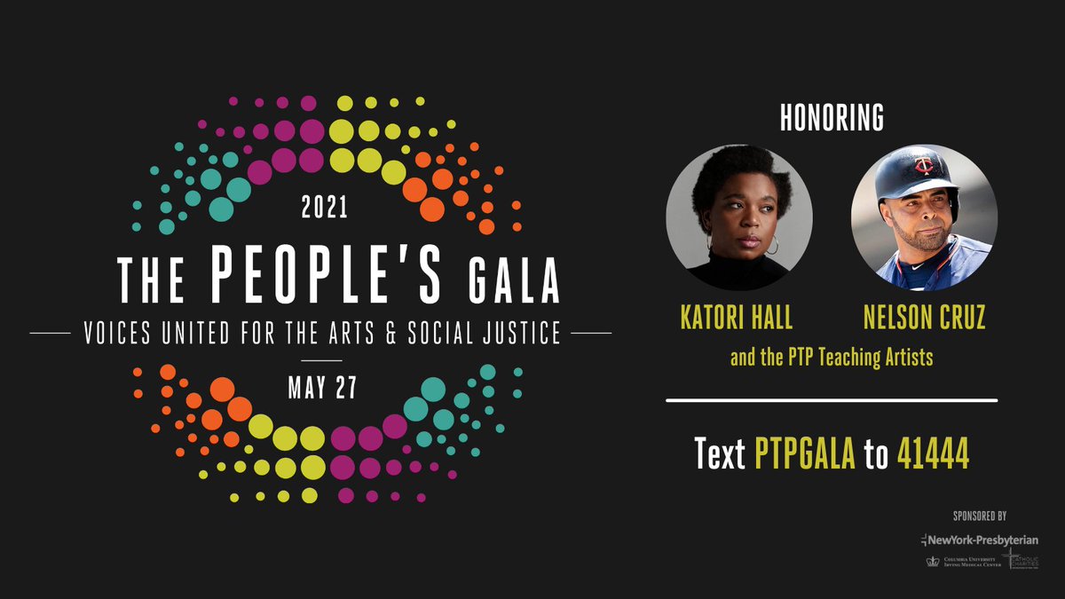 Genuine joy to add my voice to <a href="/TheatreUptown/">People's Theatre Project</a>'s 12th year celebration of stage arts and social justice! Honoring <a href="/KatoriHall/">Katori Hall</a>, <a href="/ncboomstick23/">Nelson Cruz</a>, and PTP Teaching Artists. This gala is for everyone and free to register and attend. This Thursday 7pm ET! bit.ly/PTPgala