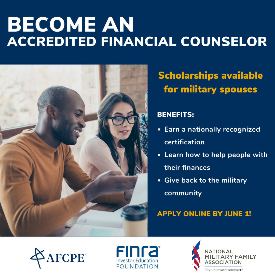 Become an Accredited Financial Counselor. Apply for the <a href="/FINRAFoundation/">FINRA Foundation</a> #Milspouse Fellowship program: bit.ly/FINRAFoundatio…
