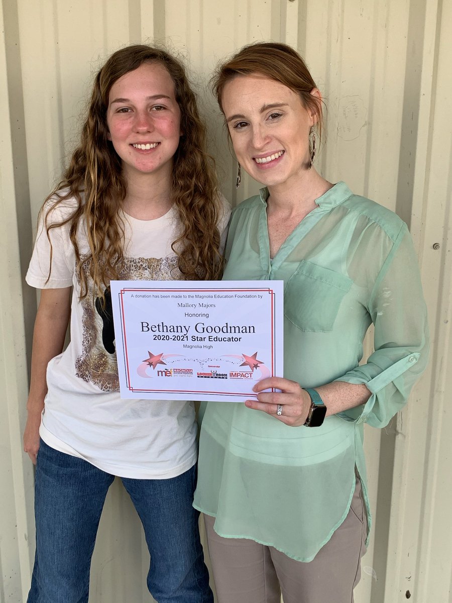 MagnoliaHighTX's tweet photo. Congratulations to Mrs. Goodman for being recognized as a MEF Star Educator by Mallory Majors. Mrs. Goodman is a great teacher and a key part of MHS Ag department. Congrats Mrs. Goodman! We appreciate all you do for us and our students. #LoveServeCare #ALLINMHS #GoDogsMHS https://t.co/tt3SpcmNat