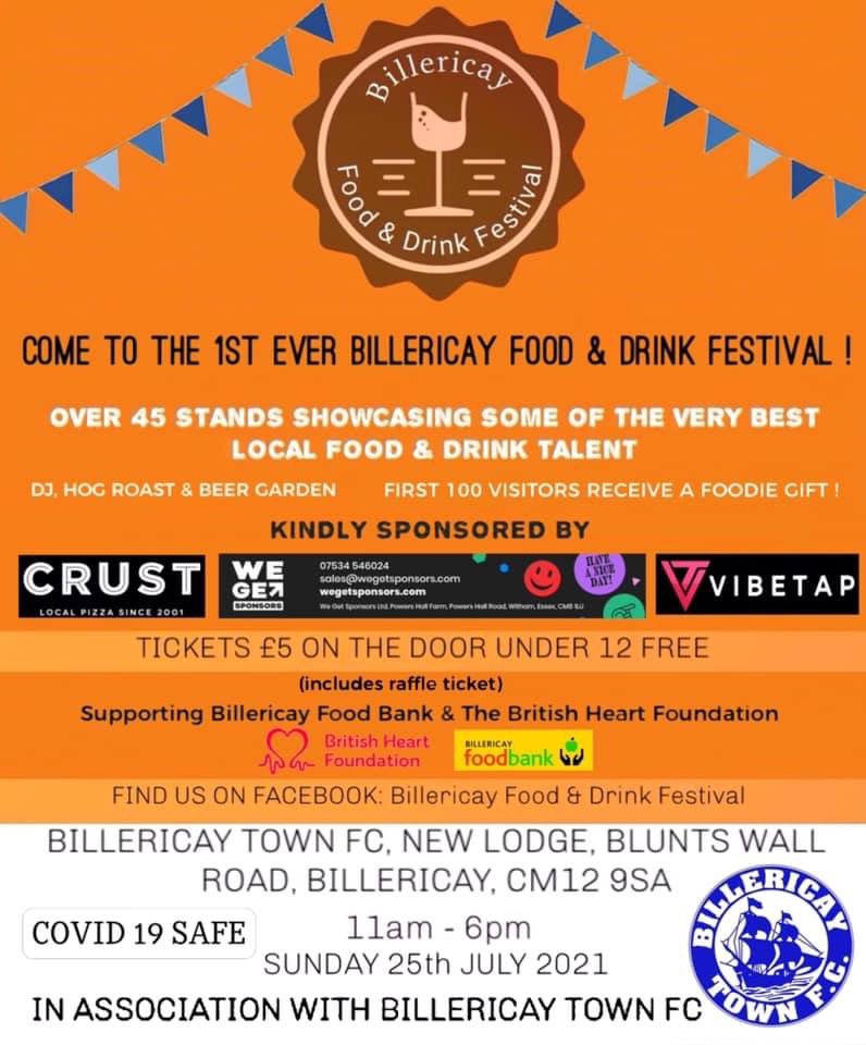 Super excited to be part of the The Billericay Food &amp; Drink Festival at the <a href="/BTFC/">Billericay Town FC</a> Loads of great food, drinks and me cooking with you 👏🏻😍🤩
⬇️⬇️⬇️
fb.me/e/C3IyWQRw #foodie #food #essex #foodlovers
