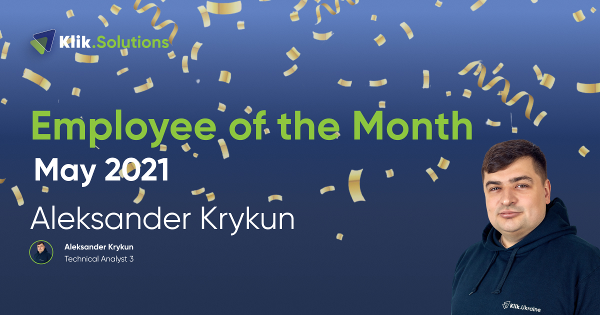 KlikSolutionsIT's tweet photo. Congratulations to Aleksander Krykun for being the employee of the month for May!๐ . Aleksander has been nominated by his colleagues who appreciate his hard work, prominent achievements, and readiness to help teammates. ๐
#IT #Technology #BaltimoreMSP #employeeofthemonth https://t.co/IZs6qZEMoM