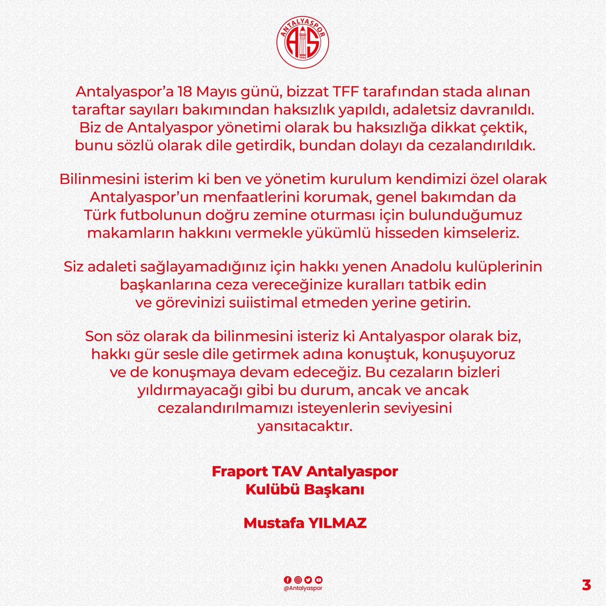 📌 Spor Kamuoyunun Dikkatine!

🖇 antalyaspor.com.tr/tr/futbol-habe…