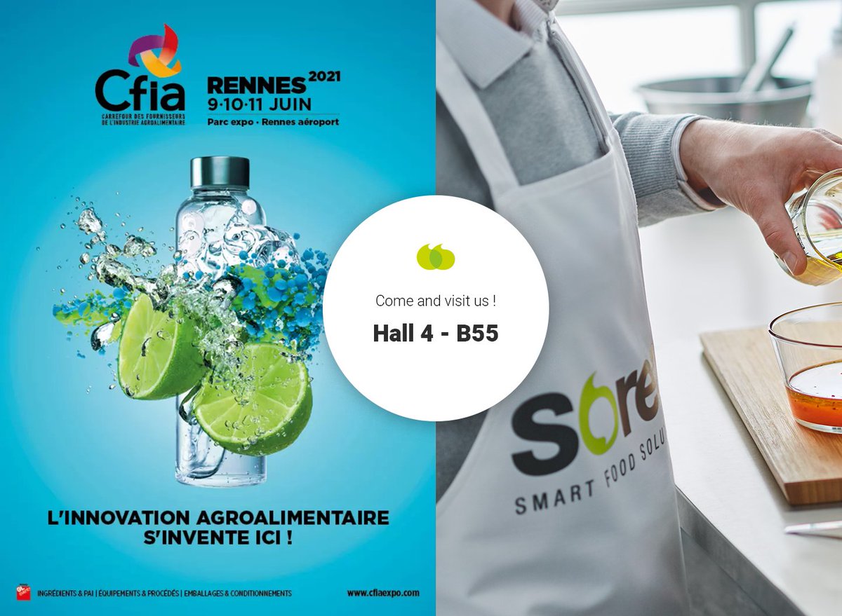 Nous y serons 🤝 ! Un plaisir de vous recevoir chez nous, au <a href="/CFIAexpo/">CFIA Expo</a> de Rennes, du 9 au 11 Juin prochain, sur le stand B55 - Hall 4. 📍#salon #agroalimentaire #innovations #rennes #bretagne #événement #smartfood #foodtech #usinedufutur #cfia #sourcing #industrie #emballage