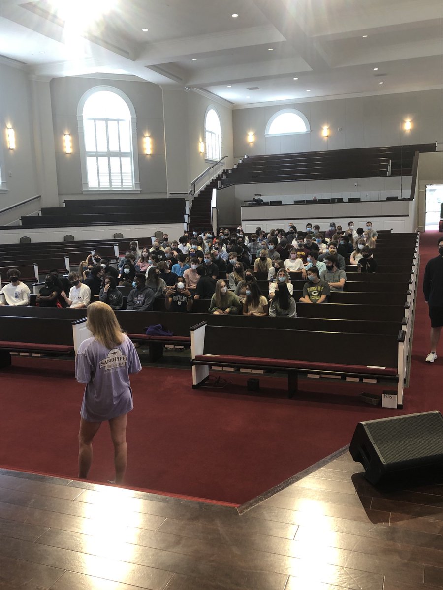 Class of 2021 ⁦<a href="/RavenscroftNC/">Ravenscroft School</a>⁩ is practing here at Christ Baptist church. #itson #soontobegrads #2021