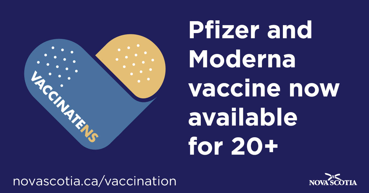 People Aged 20 to 24 Now Eligible for Pfizer and Moderna Vaccines novascotia.ca/news/release/?…