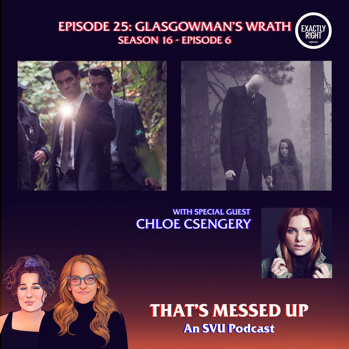 MessedUpPod's tweet photo. NEW EPISODE - Episode 25: “Glasgowman’s Wrath” is up on @exactlyright! When Internet lore turns murderous you know SVU’s gonna cover it, and so are we! Plus we chat with the young &amp; talented @chloecsengery! Listen on @spotifypodcasts ▶️ https://t.co/sNhdkakWHx https://t.co/KUppOJItXm