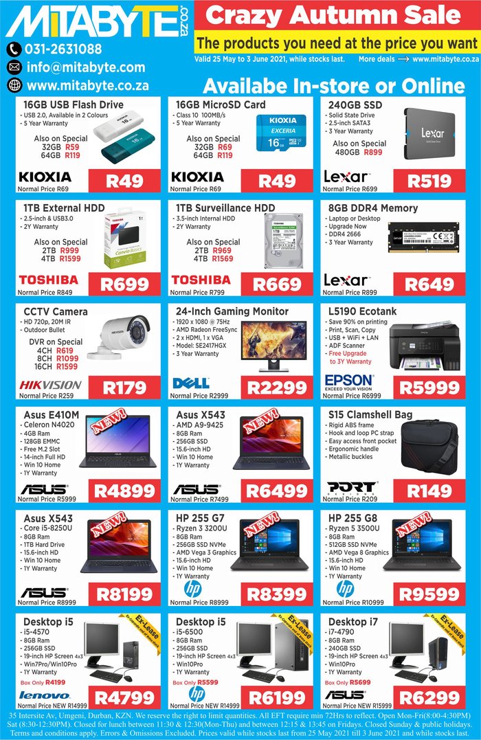 Our Autumn Sale Starts Now!!😍🥳

See all the deals and order here: mitabyte.co.za/deals