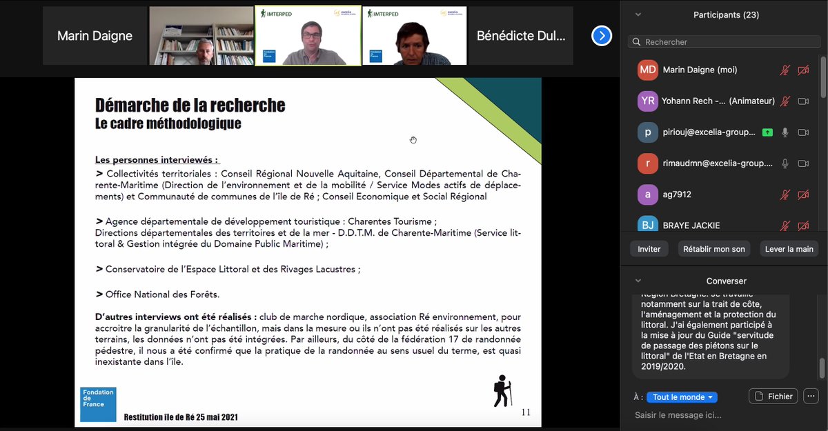 Le premier webinaire sur le terrain de l'Île de Ré intitulé : "Gestion de la coprésence sur le sentier littoral" se déroule en ce moment même ! Pensez à vous inscrire pour les suivants : vips2.fr/imterped/
