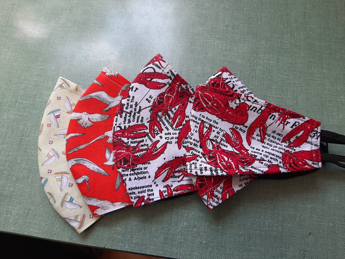 Making some Season friendly Face Mask. What can be more friendlier than a Lobster..some Boats abd don't forget the Birds.
Happy Lobster Season Louisbourg