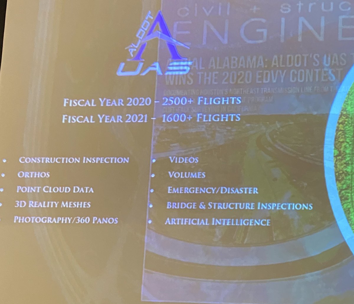 HeadLightIQ's tweet photo. At #ALDOT Pre-Construction conference learning about the extensive use of #drones for infrastructure inspections. 4K+ flights in just 2 years!
#eConstruction https://t.co/SFn3dnh5Js