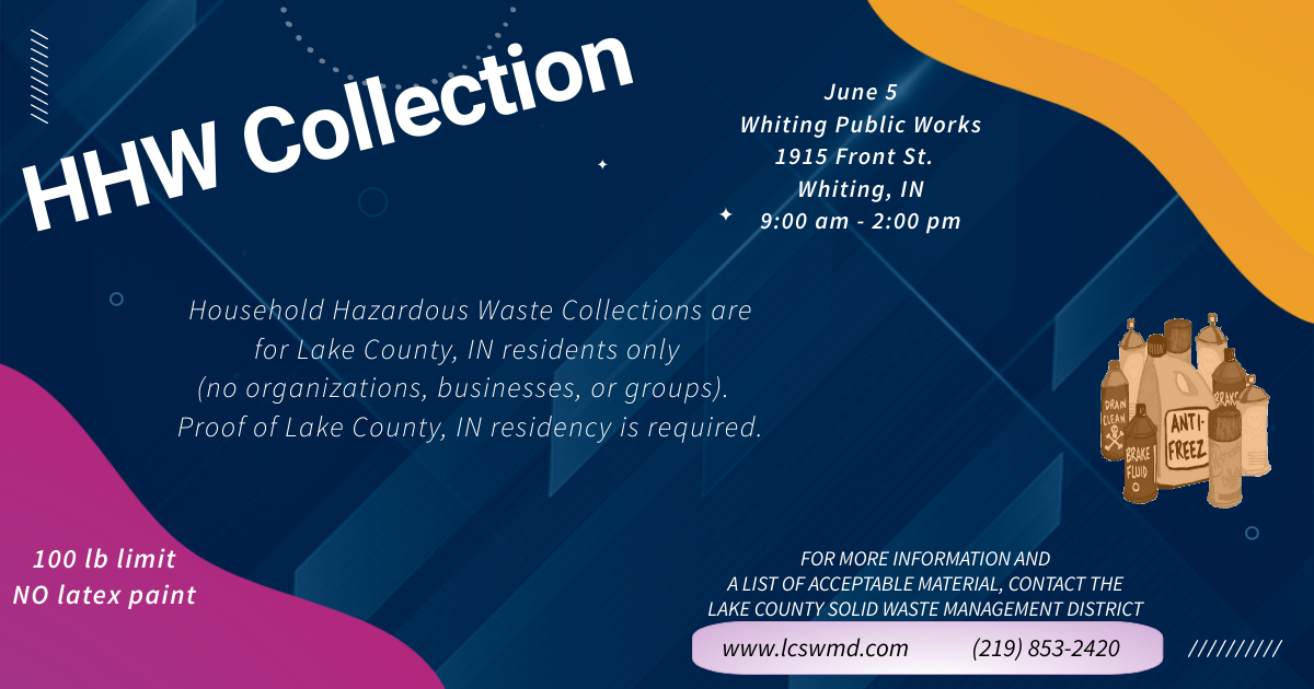 lakecountyswmd's tweet photo. Next HHW...Saturday, June 5th in Whiting!  https://t.co/U7twDKShiM https://t.co/RtsQTEXps9