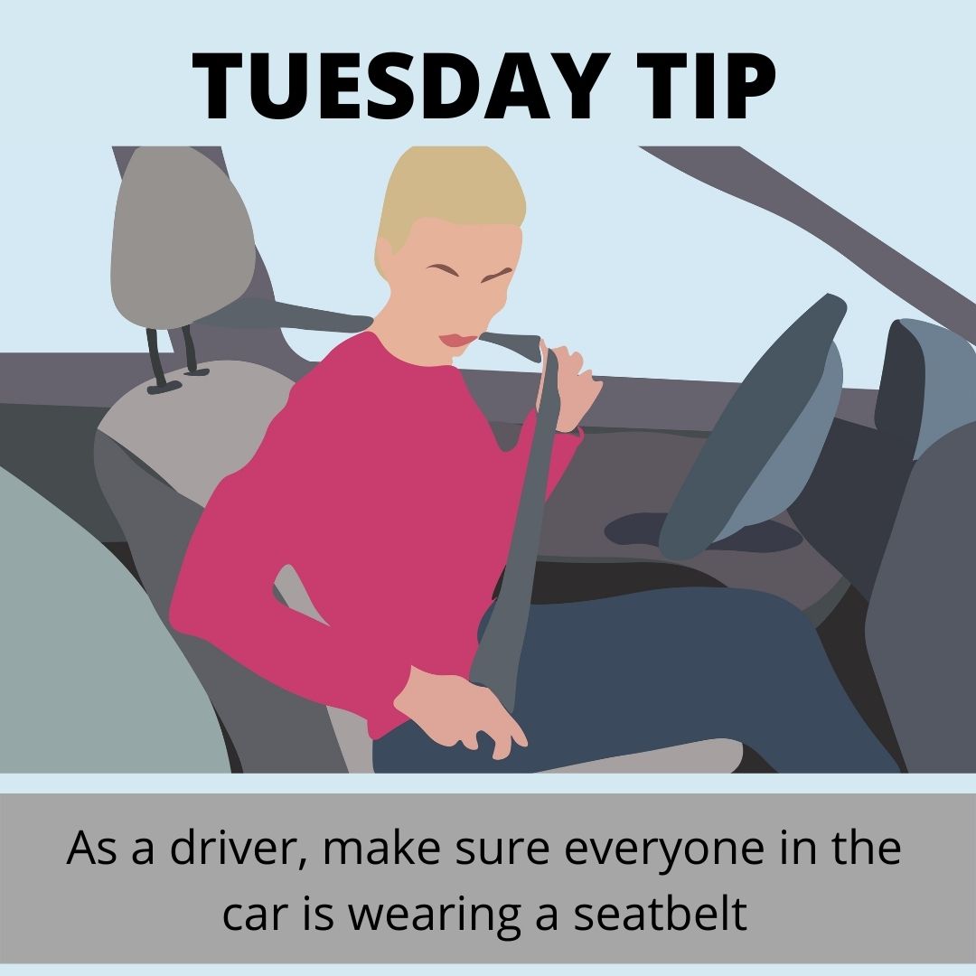 TL2DToday's tweet photo. Before you start driving, make sure everyone in your car, including yourself, has a seatbelt on! #TuesdayTip ๐
#tl2d #teenslearntodrive #smallbusiness #nonprofit #driving #drivingsafety #seatbelt #driverseducation https://t.co/bd86arWIwU