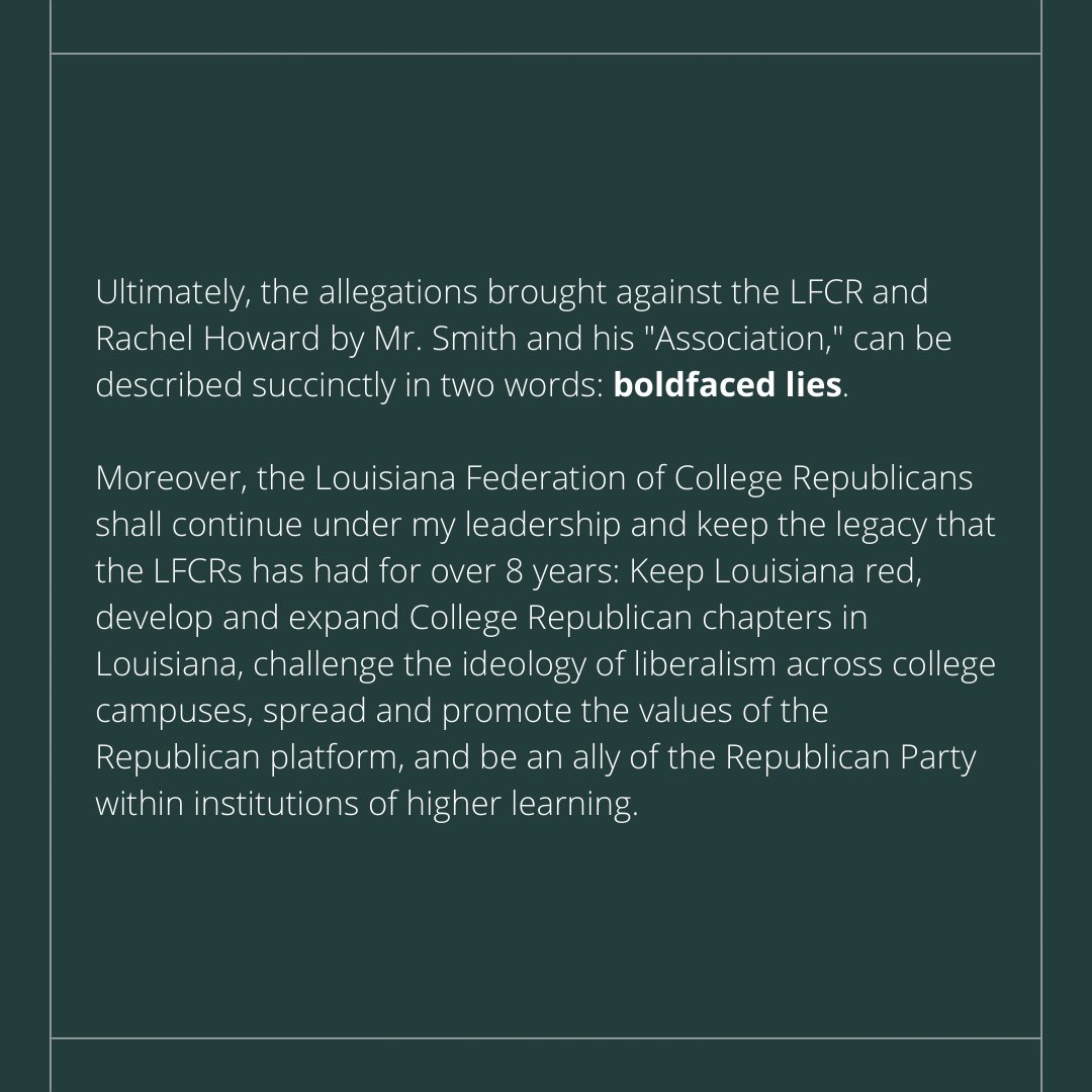 LouisianaCRs's tweet photo. Our statement regarding the illegitimacy of the Louisiana Association of College Republicans. https://t.co/SDL2QBMmY1