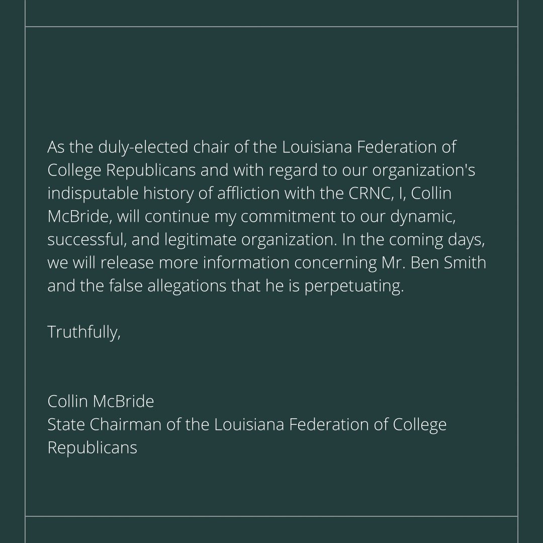 Our statement regarding the illegitimacy of the Louisiana Association of College Republicans.