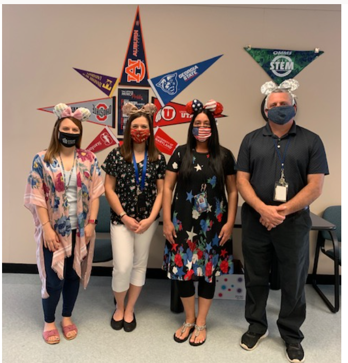ommsaacps's tweet photo. OMMS counseling department always ready with their listening ears as they kick of #OMMScrazyhatday. Best team ever! #OMMSteam #PatriotPride https://t.co/9YjBg6HXZ4