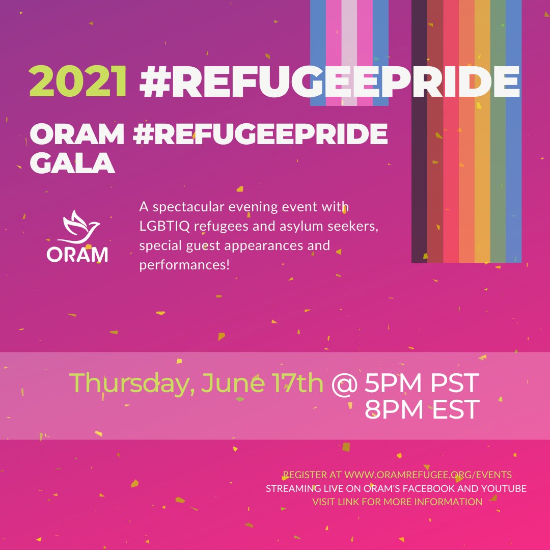 ORAMrefugee's tweet photo. Join us on June 17 to hear from #FrenchieDavis and #BrookeLynnHytes, discuss our important work and help raise critical funds to support LGBTIQ refugees and asylum seekers through the COVID-19 pandemic.
Register now and save the date for #RefugeePride: https://t.co/9bZVheiY0G https://t.co/tZiecjGZqu