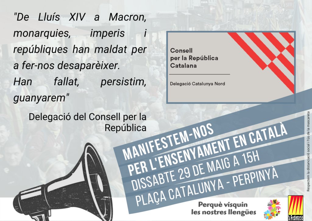ConsellRep's tweet photo. 📢Convocatòria
📜Manifestació per a defensar l'ensenyament en català
🗓️Dissabte 29 de maig
⏰A les 15h a Perpinyà
➡️Hi serem representats per la consellera @carmegarciasu que hi assistirà juntament amb altres🆑i @ConsellNord 
➡️Llegeix aquí el comunicat👇
https://t.co/AqCCTBDjpM https://t.co/8PjdzuWXmx