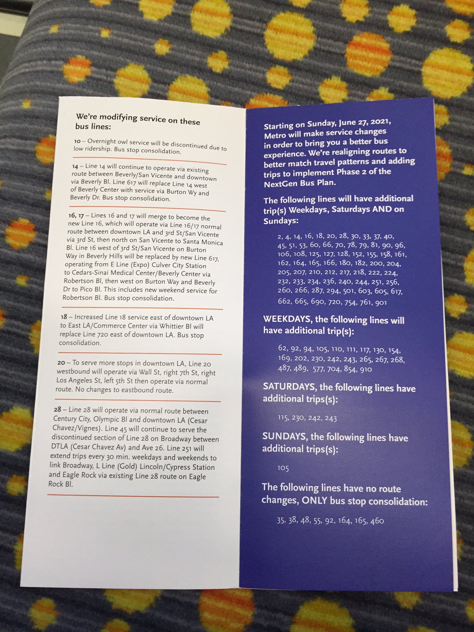 Kenny Uong on Twitter "LA Metro service changes (NextGen Bus Plan