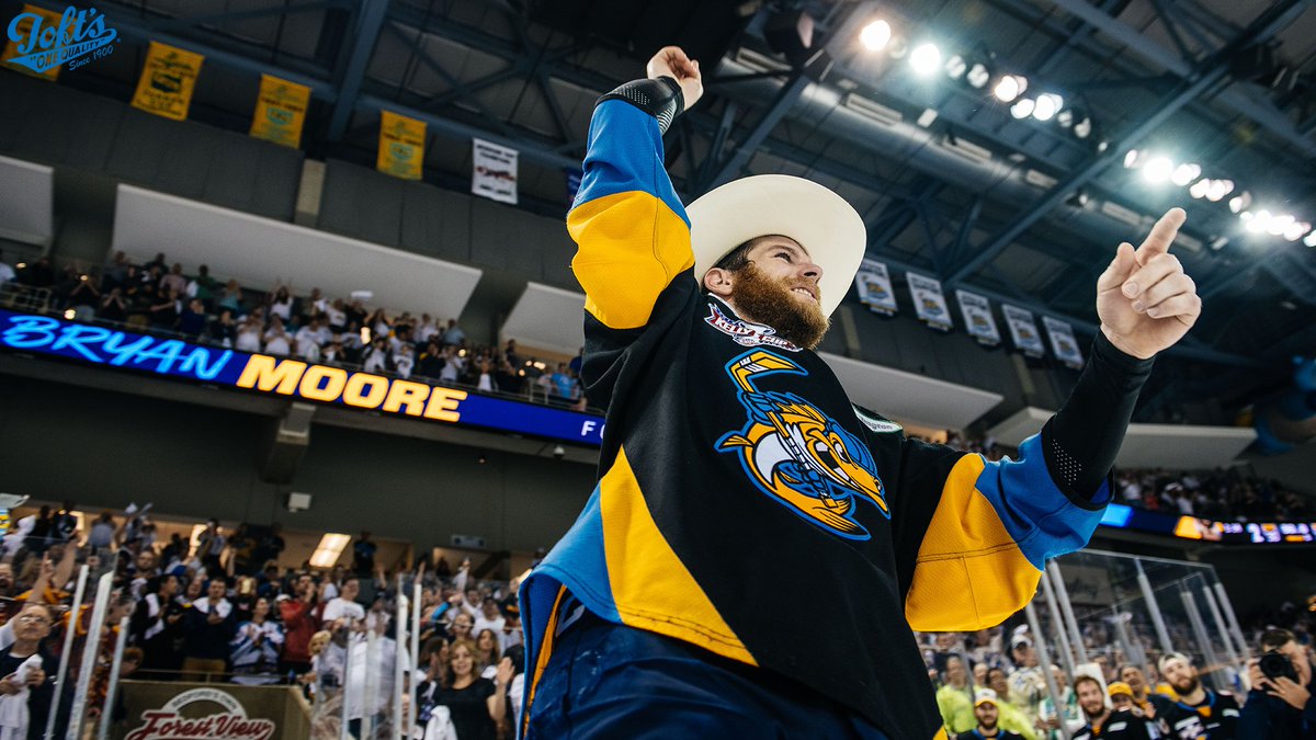 ToledoWalleye's tweet photo. Happy birthday to @bryanmoore6...

...our all-time leader in penalty minutes &amp; time spent on the ice wearing a cowboy hat. 🎉🤠 https://t.co/H7RU2UtAM5