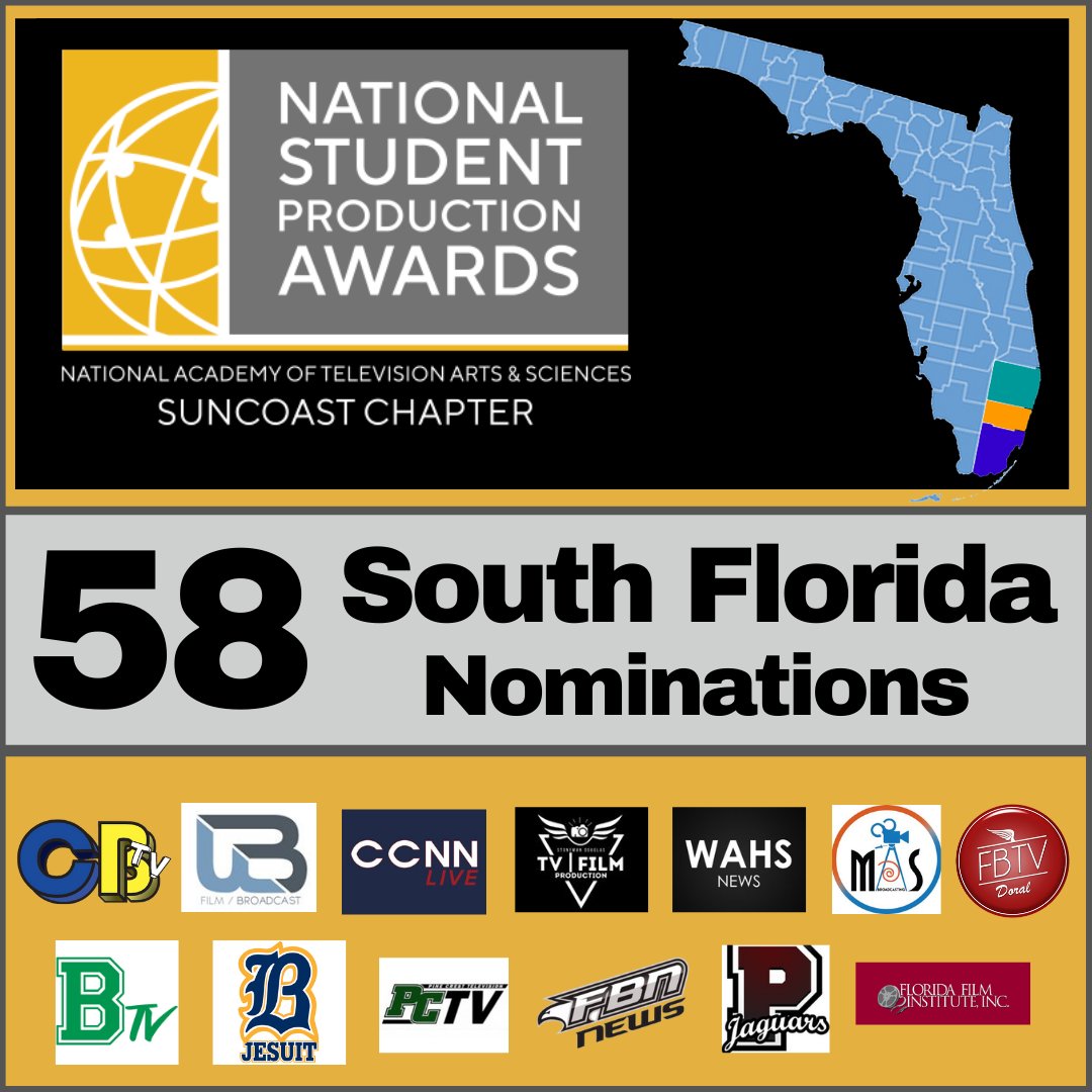 Short Cuts (@shortcutstv) on Twitter photo Congrats to all nominated schools/students!
Shoutout to the #SouthFlorida Nominated schools/programs:
<a href="/cypressbaycbtv/">CBTV</a> <a href="/WBTV_club/">West Broward TV Club</a> <a href="/CCNNLive/">CCNN Live</a>/@CCNNFilms <a href="/wmsdtv/">WMSD Productions</a> <a href="/WAHSTV/">WAHS News</a> <a href="/masnewshs/">🎥MAS News HS Edition🎥</a> <a href="/FirebirdTV/">Doral Firebird TV</a> <a href="/FBNNewss/">FBN News</a> <a href="/StBrendanHigh/">St. Brendan High School</a> <a href="/belenjesuit/">Belen Jesuit</a> Pines Charter <a href="/flfilminstitute/">Stephanie Martino</a> <a href="/PineCrestPCTV/">PCTV - Pine Crest Television</a> Congrats to all nominated schools/students!
Shoutout to the #SouthFlorida Nominated schools/programs:
<a href="/cypressbaycbtv/">CBTV</a> <a href="/WBTV_club/">West Broward TV Club</a> <a href="/CCNNLive/">CCNN Live</a>/@CCNNFilms <a href="/wmsdtv/">WMSD Productions</a> <a href="/WAHSTV/">WAHS News</a> <a href="/masnewshs/">🎥MAS News HS Edition🎥</a> <a href="/FirebirdTV/">Doral Firebird TV</a> <a href="/FBNNewss/">FBN News</a> <a href="/StBrendanHigh/">St. Brendan High School</a> <a href="/belenjesuit/">Belen Jesuit</a> Pines Charter <a href="/flfilminstitute/">Stephanie Martino</a> <a href="/PineCrestPCTV/">PCTV - Pine Crest Television</a>