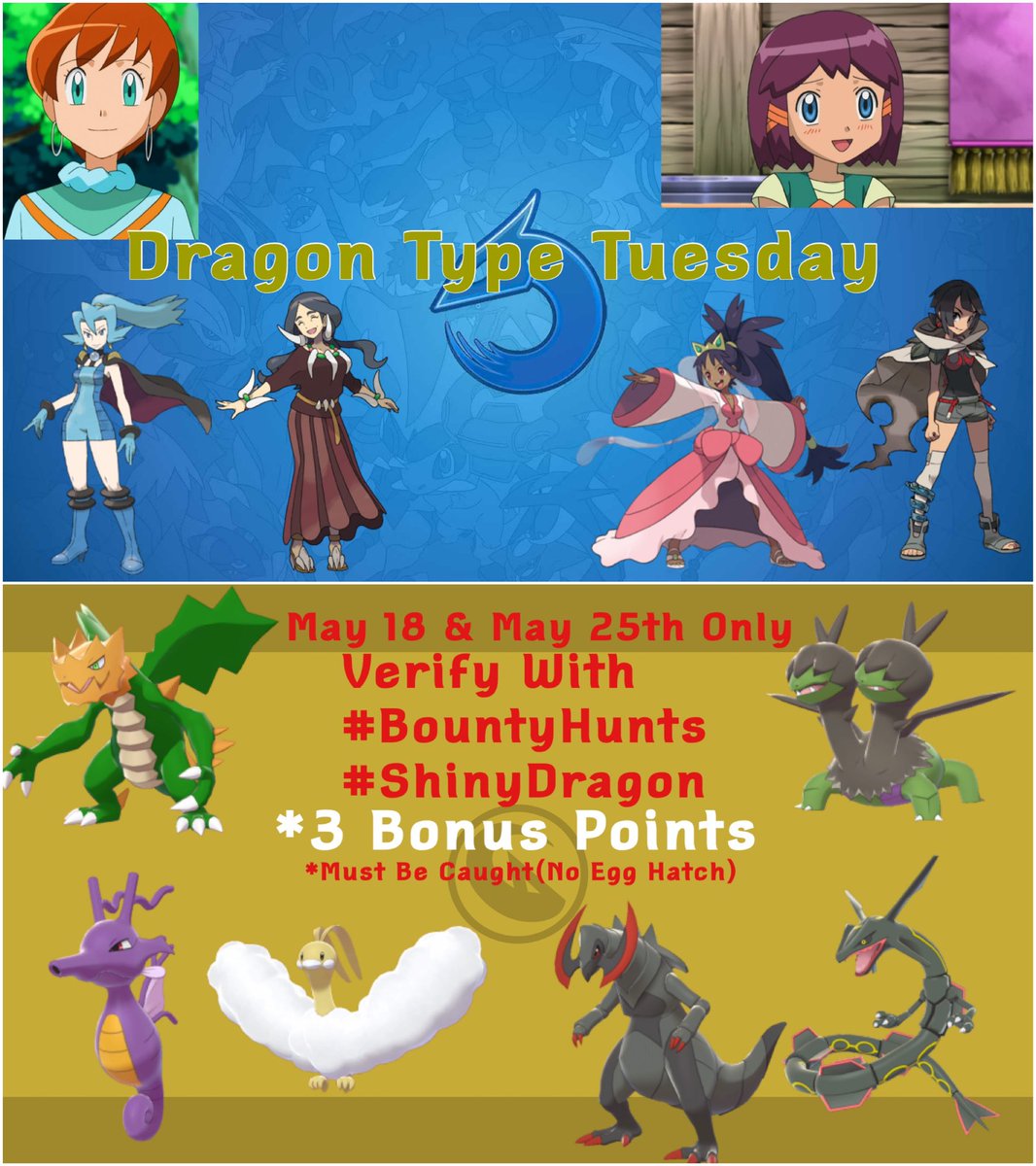 AceShinyHunters's tweet photo. 🚨🚨 Dragon Type Tuesday is Now Live!!🚨🚨 #ShinyDragon #BountyHunts Good Luck Trainers! https://t.co/DgHuQzBqd6
