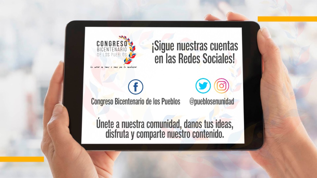 PueblosEnUnidad's tweet photo. Te invitamos a seguir nuestras cuentas en las redes sociales ⬇️

👥 Facebook: Congreso Bicentenario de los Pueblos 

👤 Instagram: @pueblosenunidad

🗣️ Twitter: @PueblosEnUnidad

#PalestinaLibre
#FreePalestina https://t.co/nIeTsMEygY