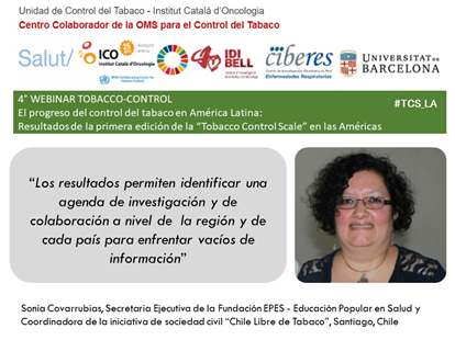 TobControlUnit's tweet photo. #TCS_LA 4° Webinar @TobControlUnit El progreso del control del tabaco en América Latina: Resultados de la primera edición de la “Tobacco Control Scale” en las Américas. @ICOnoticies @idibell_cat @CIBERES @opsoms https://t.co/xPlFHI70np