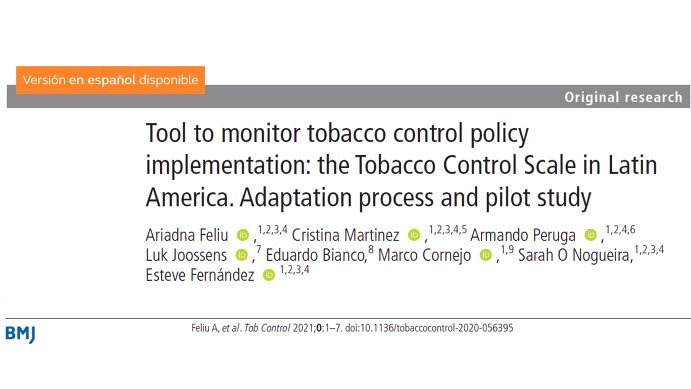 TobControlUnit's tweet photo. Ariana Feliu @AriadnaFeliu, investigadora de @TobControlUnit adelanta que desde hoy está disponible el artículo científico sobre la adaptación de la Tobacco Control Scale para la versión #TCS_LA
https://t.co/dQbQgllvW7 #WNTD2021 #DMST2021 https://t.co/bLeByoy7Xg
