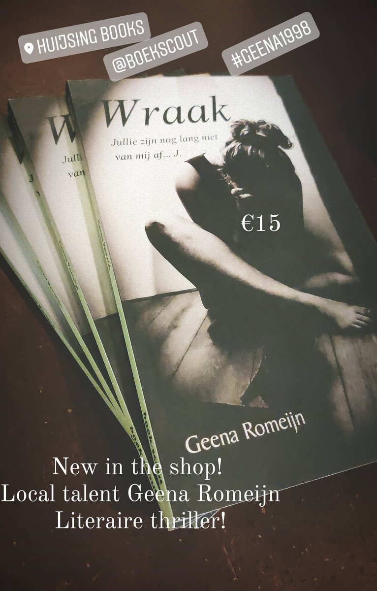 HuijsingBooks's tweet photo. Just in! New in the shop! 'Wraak' another #localtalent  Geena Romeijn  !
Come and get it! #literairethriller #wraak  #lovetoread #revenge #booksbooks #boeken #shelfie #bookstoread #bookish #vintagebookshop #read https://t.co/1dLAjcOiOC