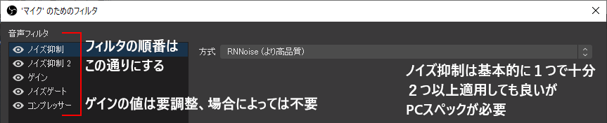 くるべ いく 來辺 依久 飲酒おじさんvtuber Obsの音声設定の一例 声 マイク入力や他者のdiscord会話等 は 赤ゲージ内で推移するように ゲーム音やbgm等は 緑 黄ゲージ内で推移するように設定すると 聞きやすいと思います フィルタ配置や