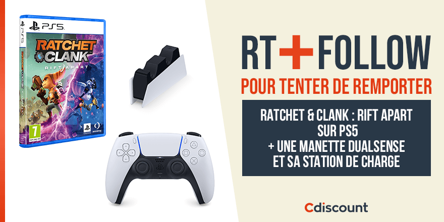 🎁 #Concours

Ratchet and Clank : Rift Apart + une manette Dualsense et sa station de charge sont à gagner aujourd'hui 

Pour tenter ta chance :

🔹 RT + Follow 
<a href="/Cdiscount/">Cdiscount</a>

🍀 TAS le 31/05