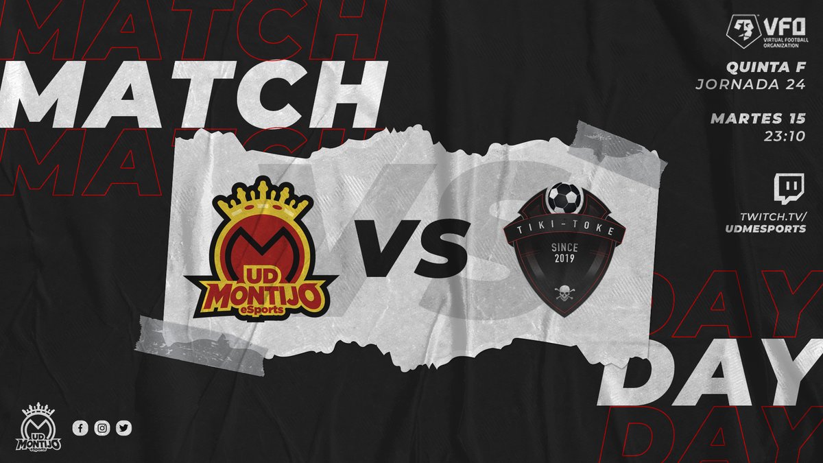 ⚽️ 𝔻𝕀𝔸 𝔻𝔼 ℙ𝔸ℝ𝕋𝕀𝔻𝕆 ⚽️
🏆 <a href="/VFOspain/">VFO España</a> - <a href="/VFOspain_ps/">VFOspain PS</a>
📌 Quinta F | Jornada 24

🆚 <a href="/TokeTiki/">🍻El Rey🍻</a> 
 
🗓️ Martes 15 de junio
⏰ 23:10h
📺 Directo en twitch.tv/udmesports

#WeAreBack | #UDMClubesPro