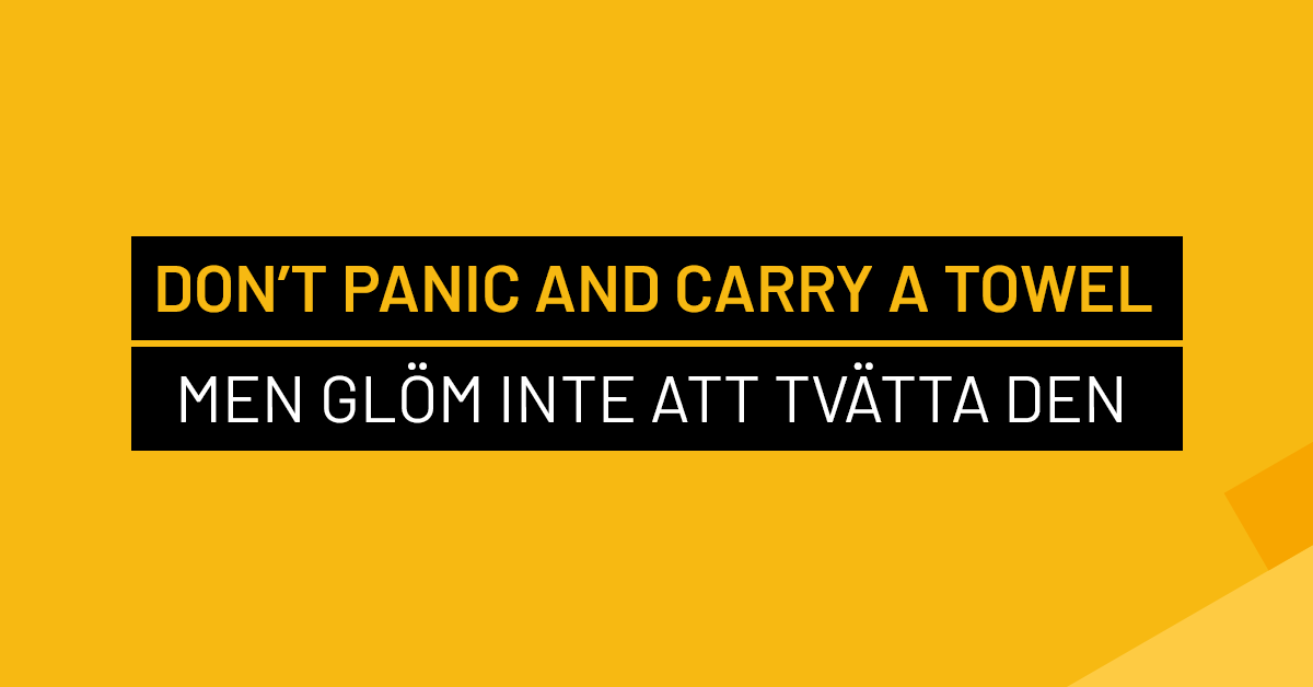 Med handduken i högsta hugg höjer vi ett glas Pan Galactic Gargle Blaster för Douglas Adams! 🍹 När handduken väl behöver tvättas, ja då vet ni vart hittar tvättmaskinen. Glad handduksdag! ✌️ #TowelDay