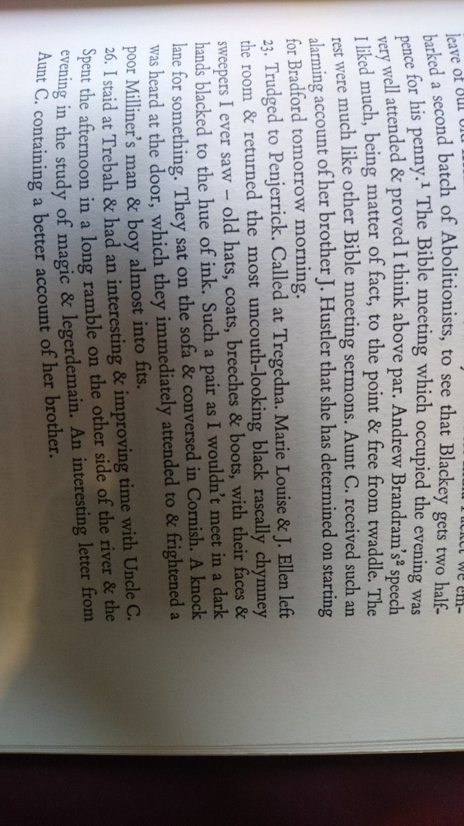 Willfindswords's tweet photo. @kensabroadhurst Found it! On 23rd October 1838. Page 135 in my copy. Of course 'conversed in Cornish' could just mean Cornish dialect. https://t.co/jh13LJOYvx