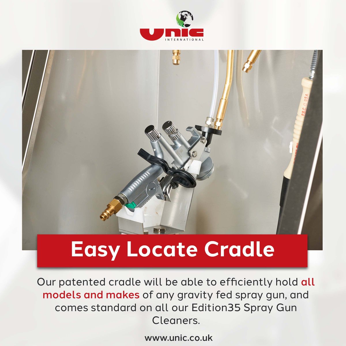 UnicInternation's tweet photo. Our easy locate cradle comes as standard across all our Edition35 spray gun cleaners. #workingwithnature Call us today on 0115 947 4000 / sales@unic.co.uk
#paintbooths #workingwithnature #nottingham #manufacturedintheuk #exporting #manufacturing https://t.co/5XWXdkSXzB