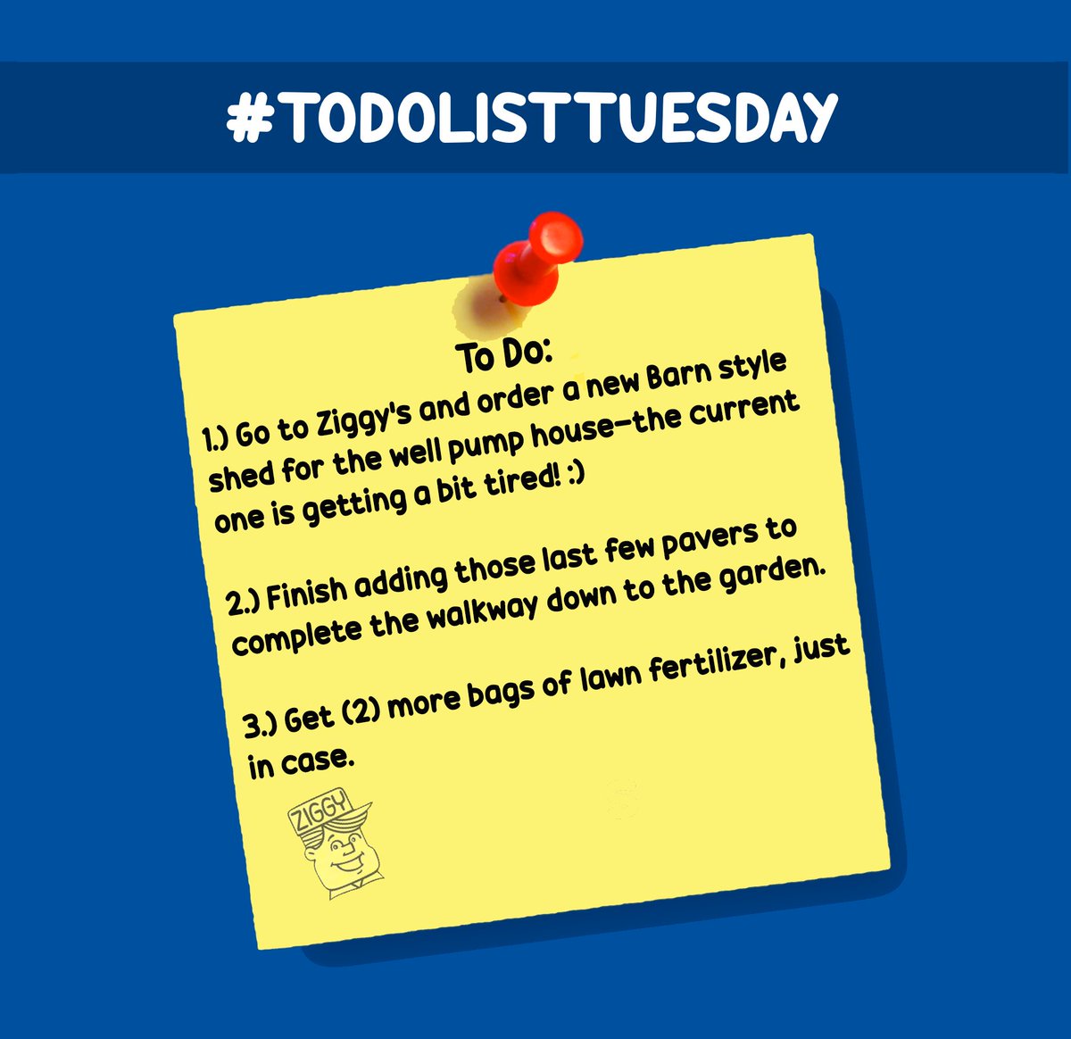 ziggysyahziggys's tweet photo. It is #ToDoListTuesday!!! The #WeatherIsGettingGREAT again!!! YAY!!! So, (always) just a few more #TinyProjects to finish up before the #HeatRollsIn!!! https://t.co/tXfpgqNlKD #JustAFewMore #GetItDoneBeforeTheHeat https://t.co/o06NOugBsk