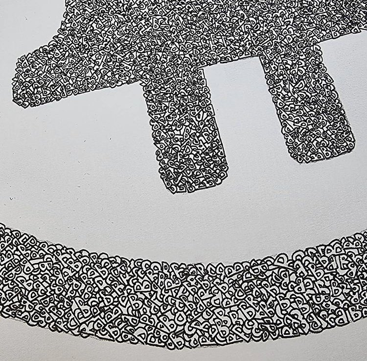 cheung_art's tweet photo. Look closer, this whole art work is hold together with HAND-DRAWN thousands of B:s with their own angle...,making each of them unique. #Aspergerssyndrome #bitcoin #bitcoinart https://t.co/vEowQuN2db