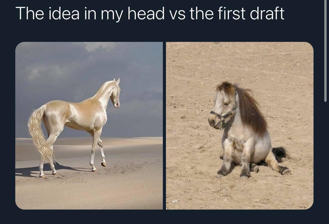 TheARIAApp1's tweet photo. So what if your first draft doesn’t aesthetically turn out the way you imagined? Your first draft puts you ahead of everyone who wasn’t bold enough to even try. Keep refining that “first draft” until it turns into that stallion! 🐎 https://t.co/OcVEYeiLF1