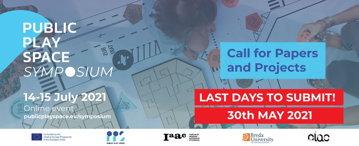 IAAC's tweet photo. LAST DAYS TO APPLY!
Interested in #Gamification #ResponsiveTechnologies #Interaction for the #codesign of #PublicSpace?

Participate in the Call for Papers of AAG's EU project @PublicPlaySpace #FinalSymposium.

Submit your paper/project by 30 May ➡️https://t.co/qSM4XxQ4qN https://t.co/FZ1JPEDREe