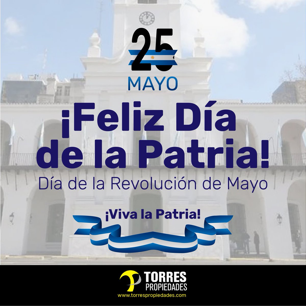 torrespropiedad's tweet photo. Un día como hoy en 1810 nuestro país comenzaba a transitar el camino que lo llevaría a ser libre e independiente, protagonista y artífice de su propio destino.

¡Viva la Patria!🇦🇷👏
#TorresPropiedades 🏘 #25DeMayo #FechaPatriaArgentina #Argentina #Revolucion #VivaLaPatria #Patria https://t.co/JHReOUkiS7
