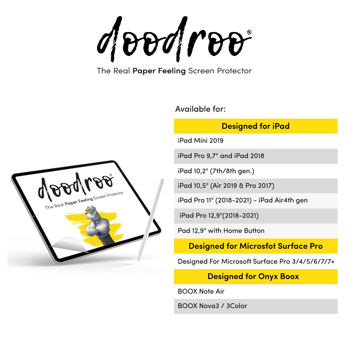 godoodroo's tweet photo. "We are very proud to announce that doodroo is the first screen protector with paper feel ever recognised by Microsoft with the certificate Designed for Microsoft Surface "
https://t.co/dLIv7Zwcia
dfs@doodroo.com
#microsoft #designedforsurface #paperless #paperfeeling https://t.co/NVu5g3oXw2