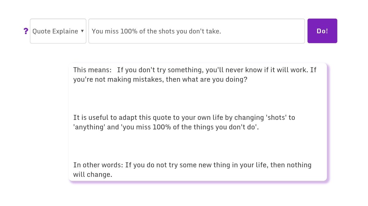 CristiVlad25's tweet photo. this is my new #ai framework #AlterAI in action, explaining quotes and generating wisdom like there is no tomorrow. #deeplearning #nlp
Try it out at https://t.co/5qEbBOwNn3 https://t.co/YPELnVvWE6