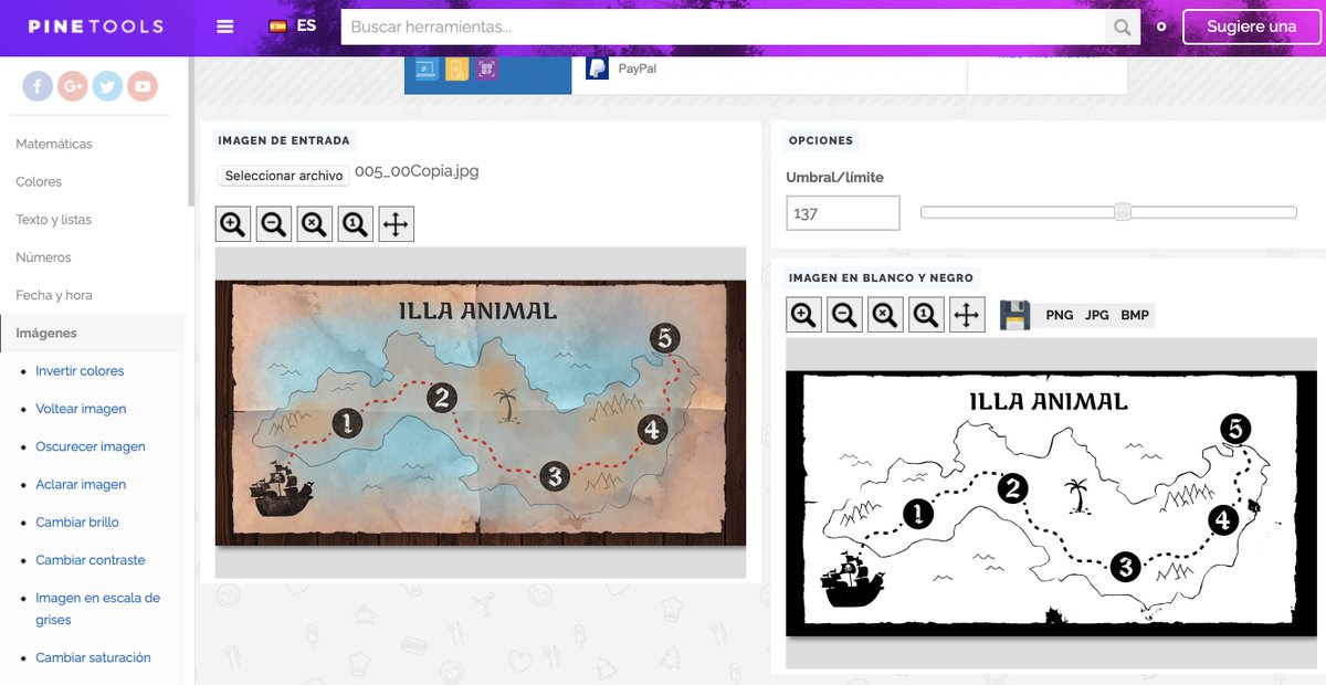 AndrePotterclas's tweet photo. ¿Conocéis #Pinetool ? Alucino con las posibilidades que ofrece esta herramienta. He cambiado esta imagen de nuestro mapa de color a blanco y negro para que los #piratas puedan pintarlo con acuarelas. @IBTAC_oficial #claustrovirtual @BeatrizCerdan  https://t.co/xHI3lpdkIr https://t.co/uTWbSQ80tR