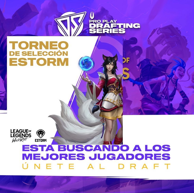 ¡Este sábado comienza! Regístrate solo o en equipo y ten la posibilidad de formar parte de un equipo pro <a href="/ESTORM_GG/">ESTORM ⚡</a> en las competencias internacionales de <a href="/wildriftLATAM/">League of Legends: Wild Rift LATAM</a>. Proplayesports.com/estorm