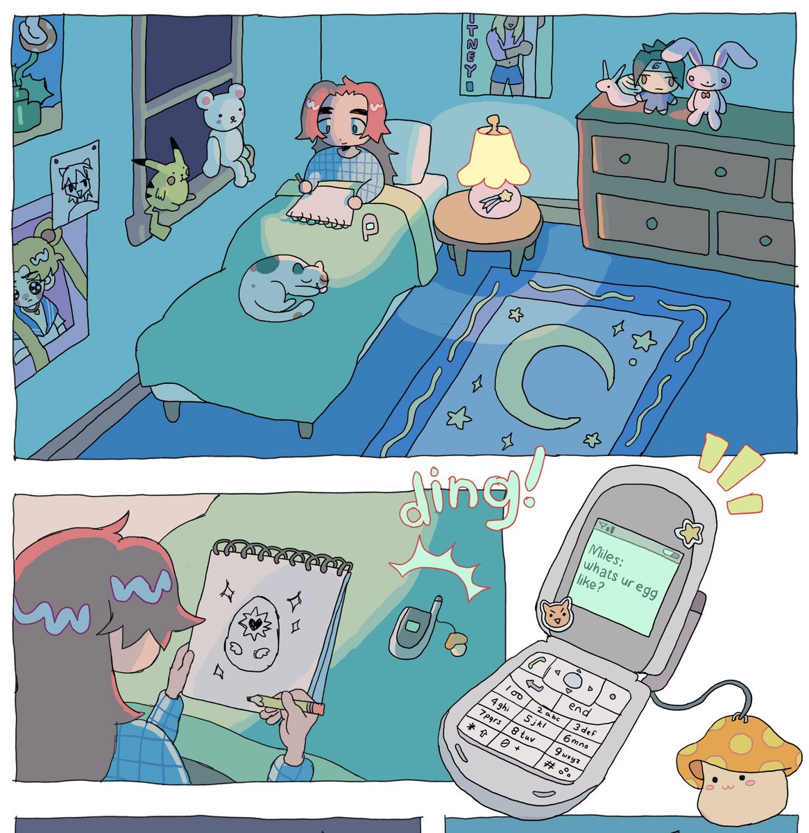 sneak peeks of my upcoming comic (minus the text) trying to evoke a nostalgia re: pet games, early 2000s internet and being the one kid in ur tiny town into anime 