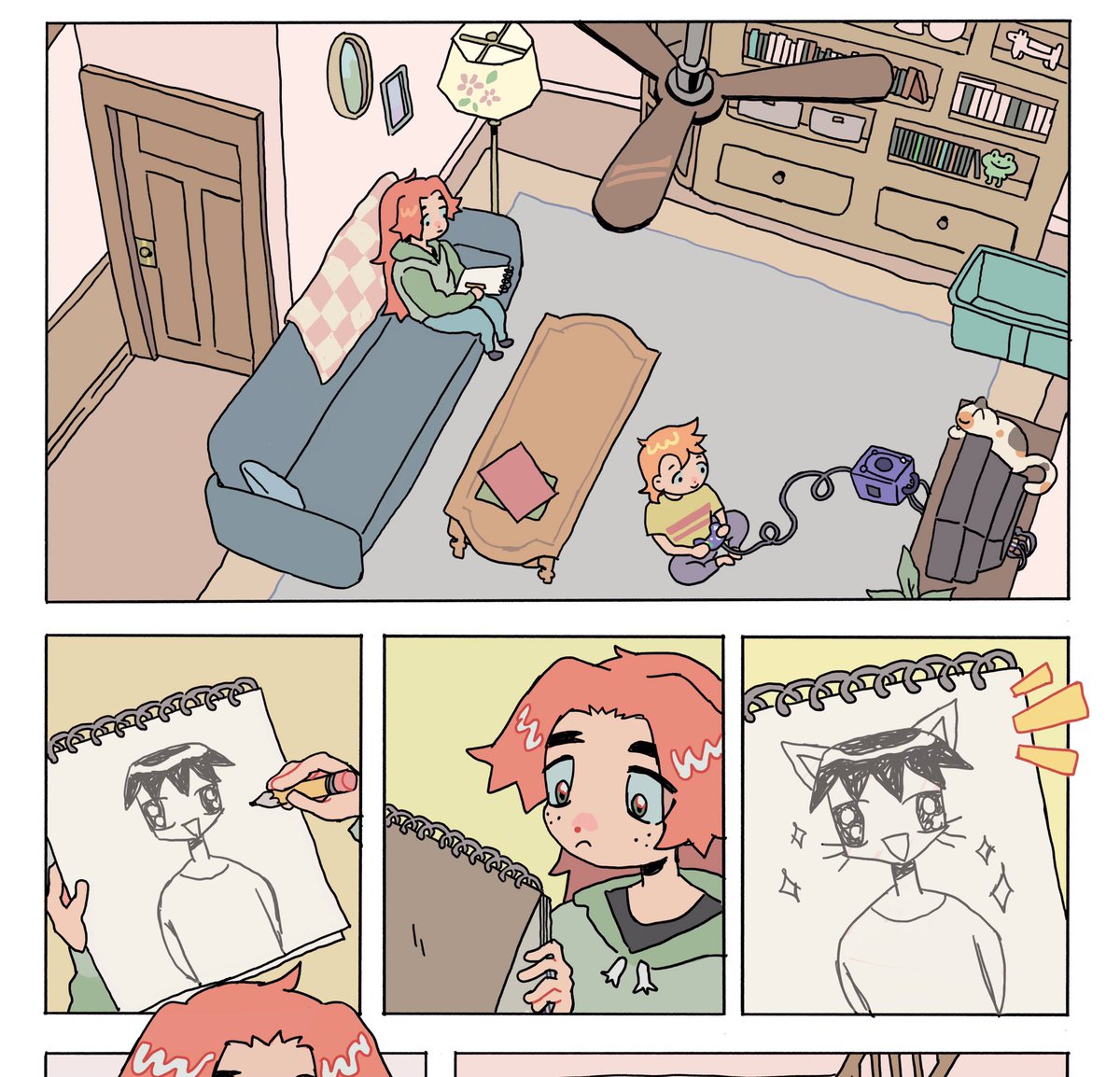 sneak peeks of my upcoming comic (minus the text) trying to evoke a nostalgia re: pet games, early 2000s internet and being the one kid in ur tiny town into anime 
