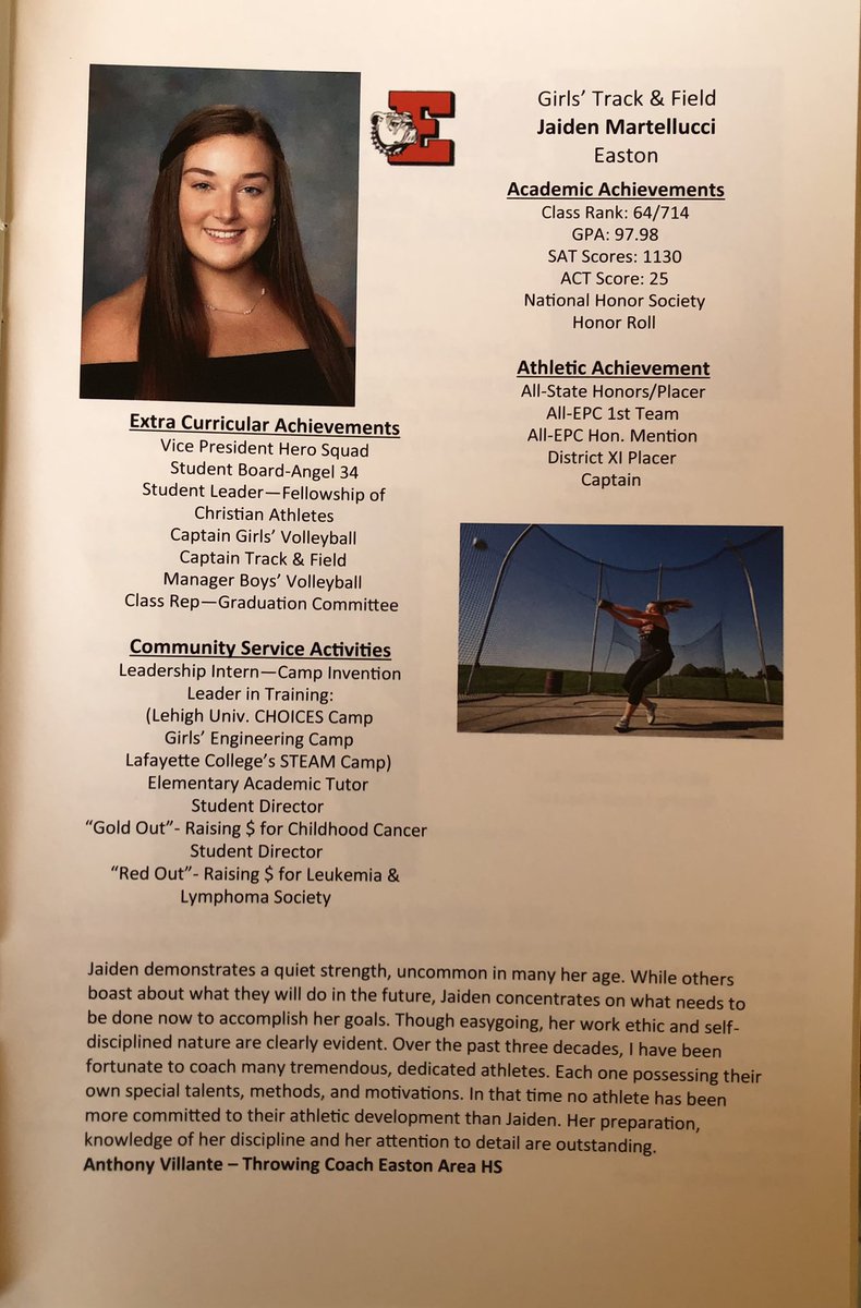 Congratulations to Jaiden Martellucci. Our <a href="/Easton_Track/">Easton_Track</a> Scholar Athlete.